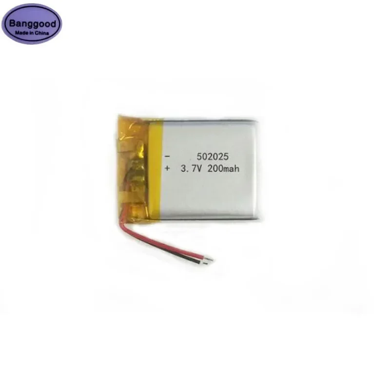 

Banggood 3.7V 200mAh 502025 052025 Lipo Polymer Lithium Rechargeable Li-ion Battery Cells For GPS Smart Watch LED Lamps Battery