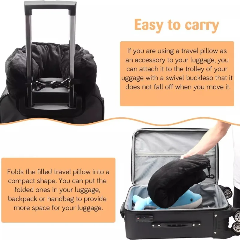 Portable Practical Travel Pillow with Storage Bag for Outdoor Use, Adjustable Polyester Fiber Neck Support, Comfortable