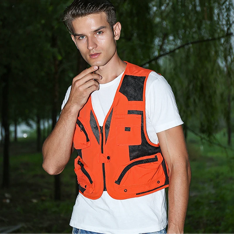High Quality Men's Summer Outdoor Lure Fishing Vests New Adjust Men Fly  Fishing Vest Multi-pocket Short Mesh Vest Accessory Bags
