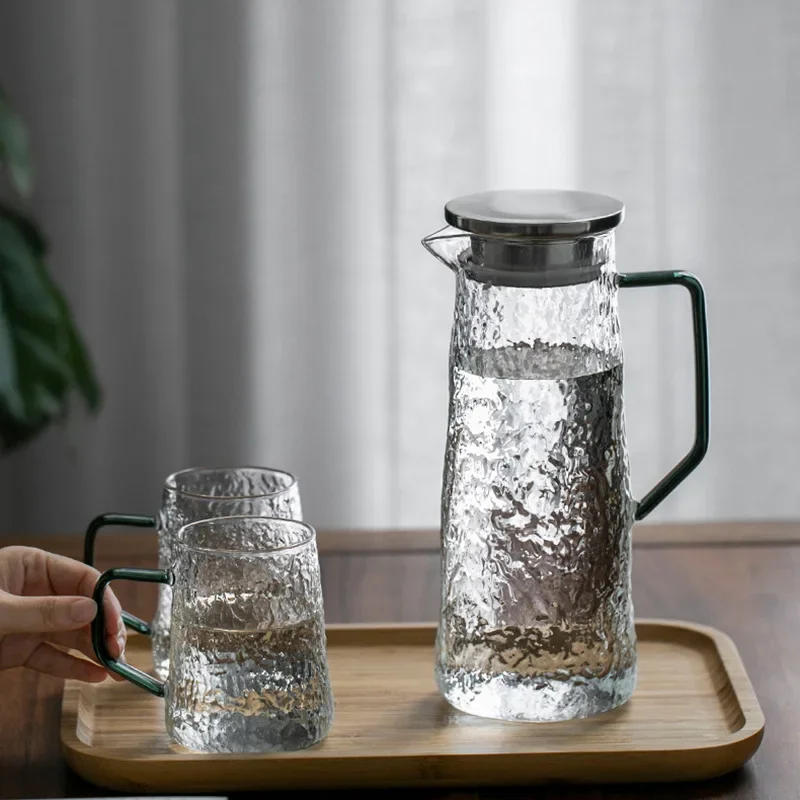 Japanese Glass Pitcher Cold Hot Kettle Household Large-capacity Tea Pot with Handle Heat Resisttant Water Bottle Drinkware