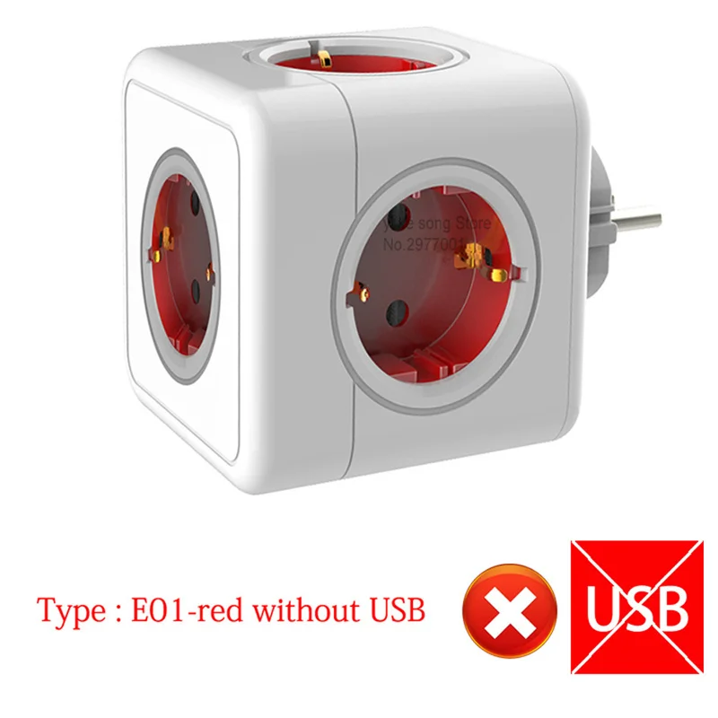 4 Eu AC Outlets Power Strip Multiple Cube Plug 3 USB-A Output Electrical Socket with Switch USB C Surge Protector Home Adapter Power Strip