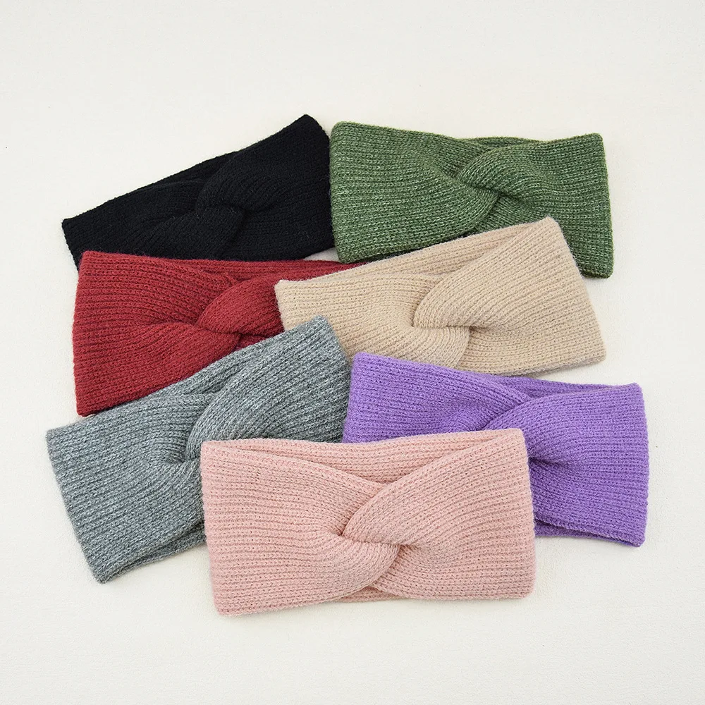 

Knitted Headband for Women Hair Accessories Knot Knit Turban Headwrap Wide Warm Winter Hairband Lady Soft Crochet Headwrap