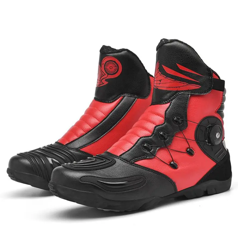 Retro Black Enduro Motorcycle Boot Leather Motorcyclist Boot Riding Shoes Motocross Biker Boots Vintage Motorboats