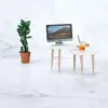 1Set 1:12 Dollhouse Miniature Triangle Coffee Table Computer Desk Tea Table Model Living Room Furniture Home Decor Toy 2