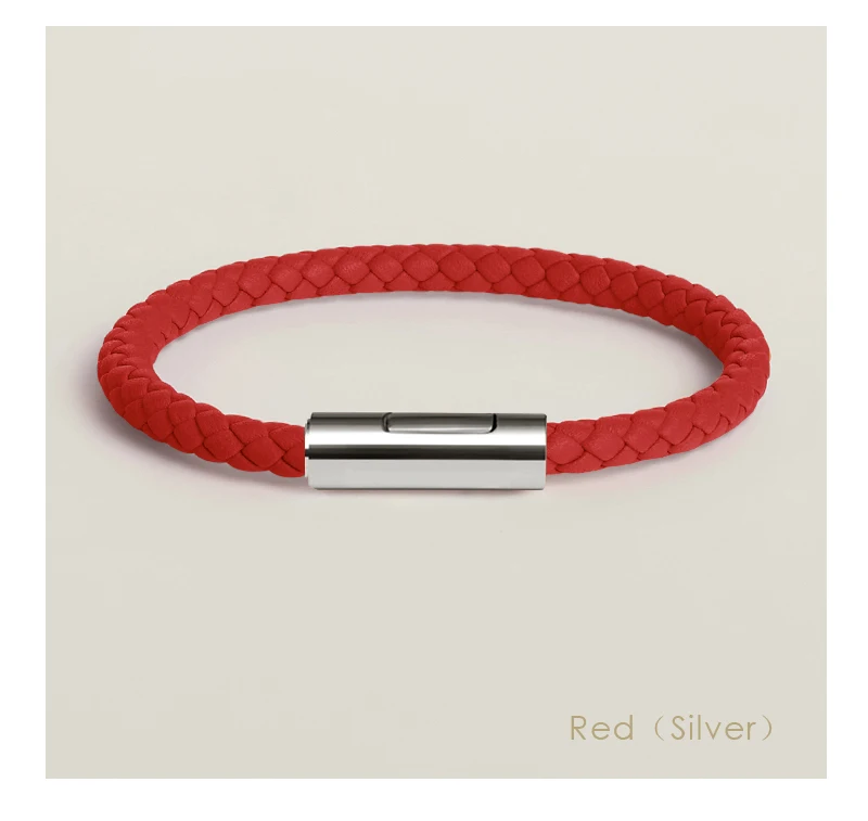 Klassisches Designer-Armband für Männer und Frauen, exquisites Armband, Edelstahl-Knopf-Lederarmband, handgewebt, weiblicher Schmuck, Geschenke, 15 Farben – Detail 19