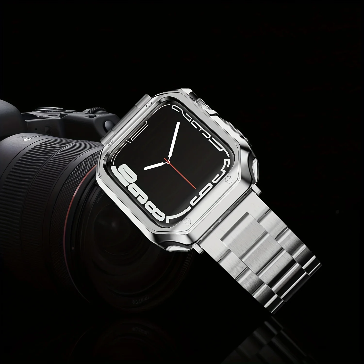 Elegant Stainless Steel Watch Strap with Shockproof Case