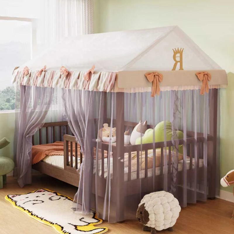 Children Tent Tree House Bed Small Single Person Boys Girls Guardrail Bed Solid Wood Princess Home Furniture