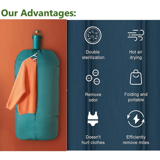 Portable Clothes Dryer, 250W Multifunctional Small Dryer Machine, Big Clothes Bags for Travel and  Laundry 3