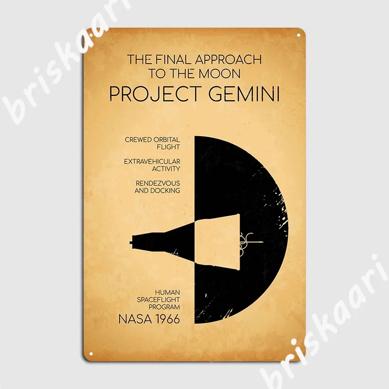 

Project Gemini The Final Approach To The Moon Vintage Metal Sign Poster Cinema Kitchen Design Bar Cave Tin Sign Poster
