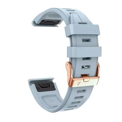 Elegant 20mm Silicone Watch Band with Rose Gold Buckle - Quickfit Wristband Strap - Fenix 6S 6S Pro (Sea Mo Blue)