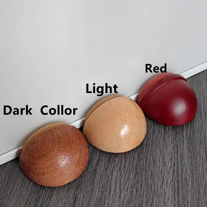 Round Wooden Door Stopper Self Adhesive Anti-collision Door Rear Stop Home Wall Floor Furniture Protection Mute Silent Block