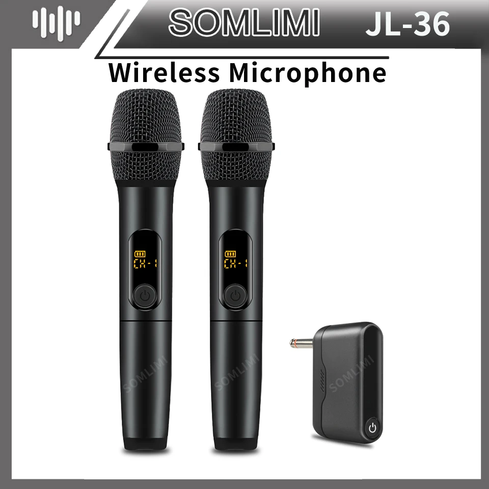 

SOM Wireless Microphone Handheld UHF Dual Channel Mike 6.3 Interface 1 T 2 Family Karaoke KTV Show Singing Speech Microphone