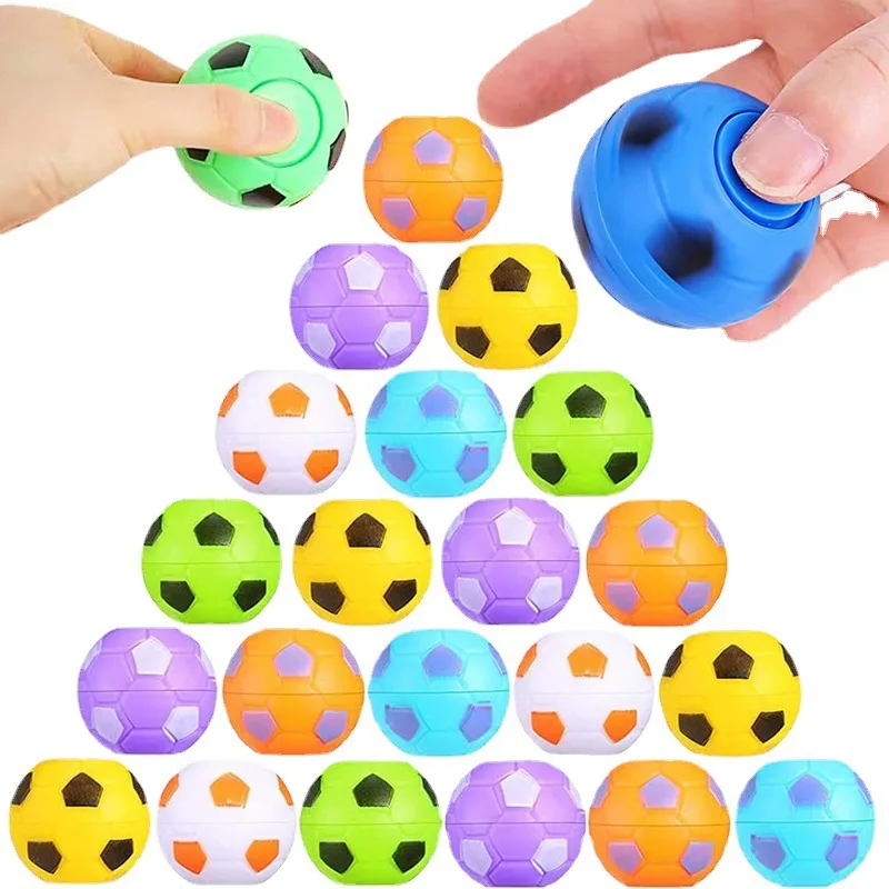 Football Finger Spin Toy Mini Fidget Spinners Soccer Ball Themed Toys for Kids School Kindergarten Soccer Party Favor Gifts 5Pcs