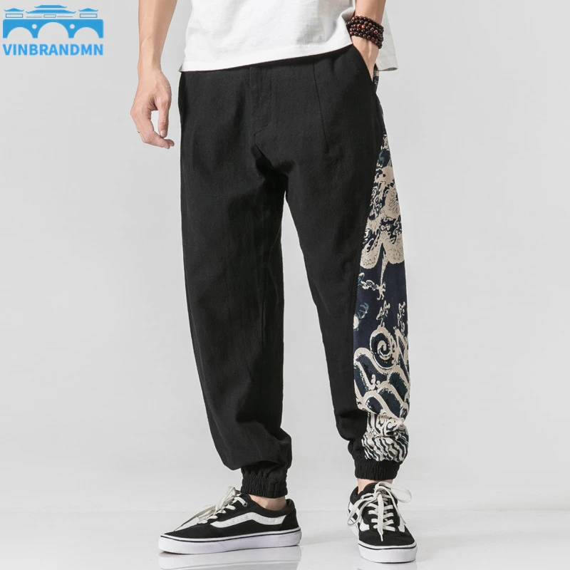 

2022 Traditional Chinese Clothing for Men Pants 2020 Fashion Bruce Lee Tangsuit Style Vintage Streetwear Loose Kungfu Trousers