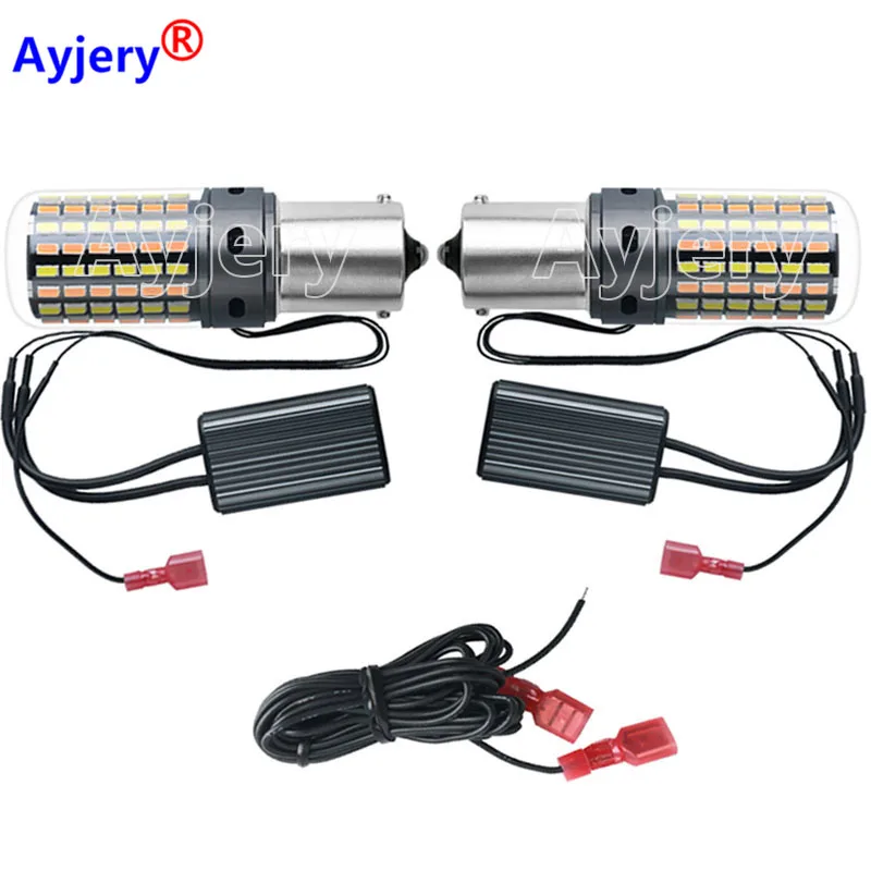 

1Set NO Error LED Canbus Light 3014 120SMD 1156 P21W BA15S PY21W BAU15S 3156 7440 W21W Car DRL Turn Signal Dual Color Switchback