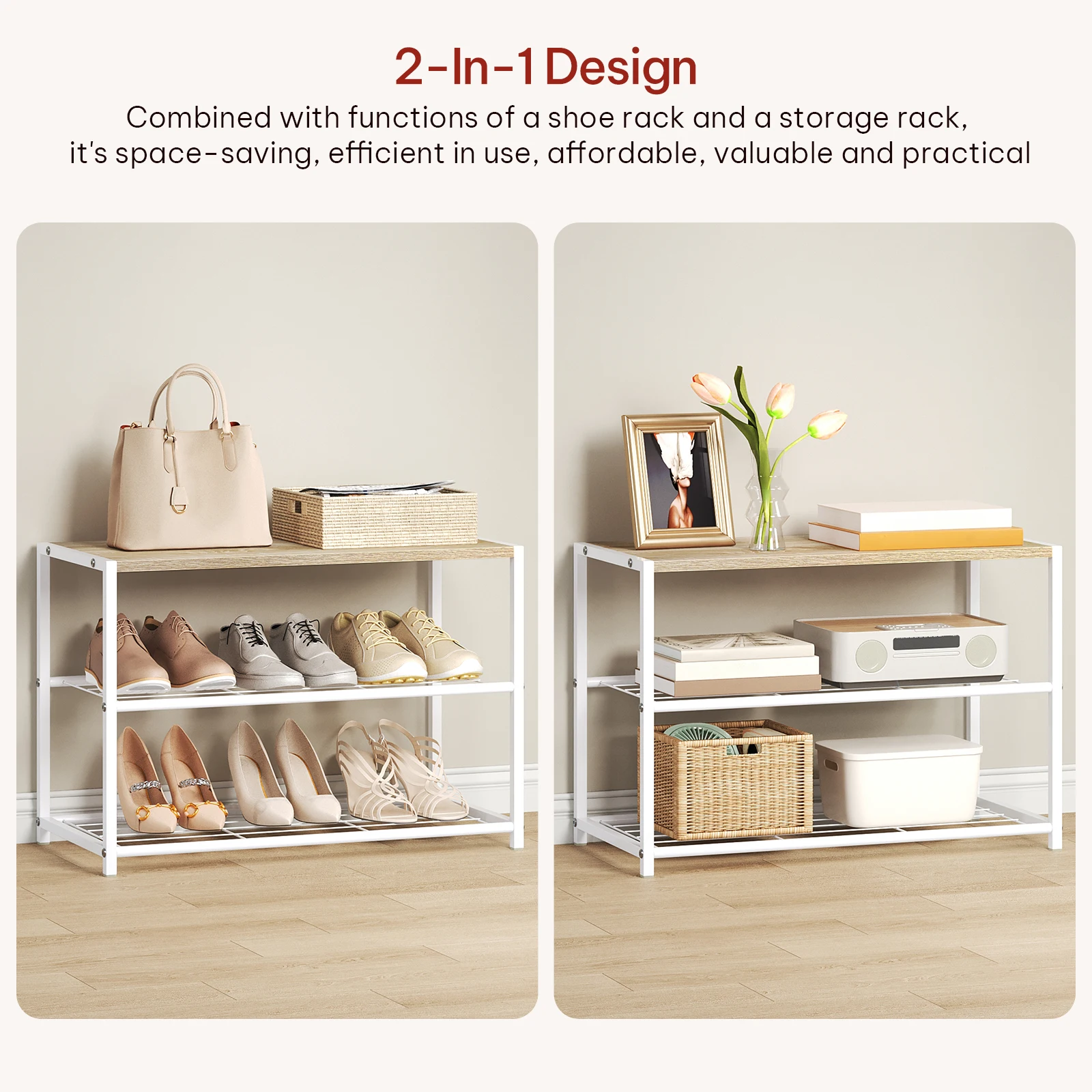 WOLTU Schuhregal 2/3/4 Schichten Schuhorganisatoren Metallrahmen Schuhaufbewahrungsregal Schuhbank für Wohnzimmer Eingang Flur Badezimmer – Detail 10