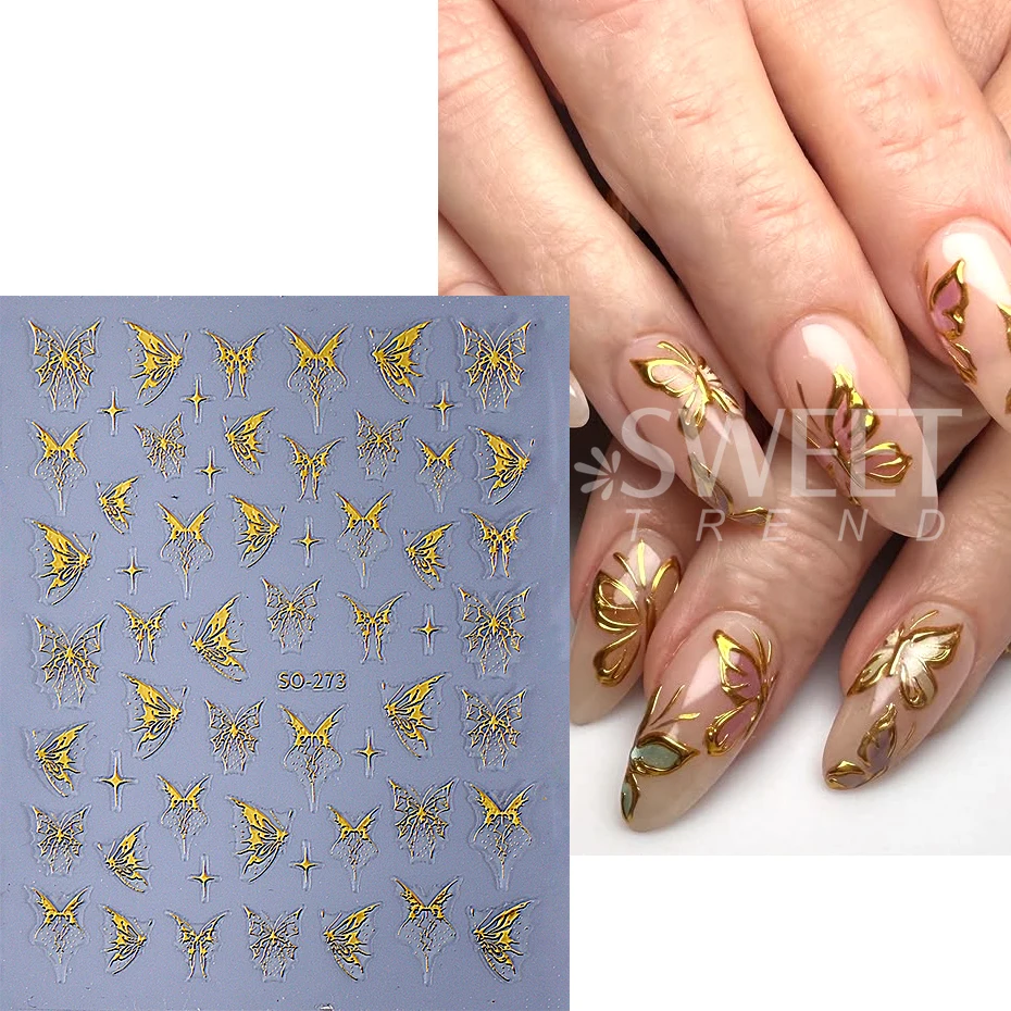 12pcs 3D Holographic Butterfly Nail Art Stickers Butterfly Self-Adhesive Spring Summer Nail Slider Decal Y2K Manicure Decoration