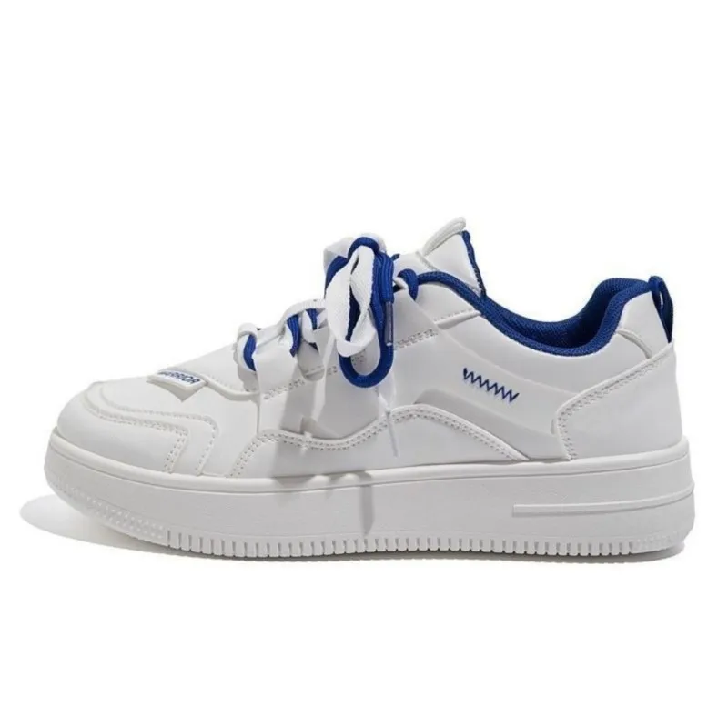Zapatillas Mujer Trendy Leather Platform Sneakers Lace-up White Shoes Tenis Breathable Socofy Casual Sports Shoes Women 6933