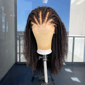 Soft 26"Long Black 180%Density Preplucked Kinky Curly Lace Front Wigs For Women Baby Hair Glueless Heat Resistant Daily Wear - Image 4