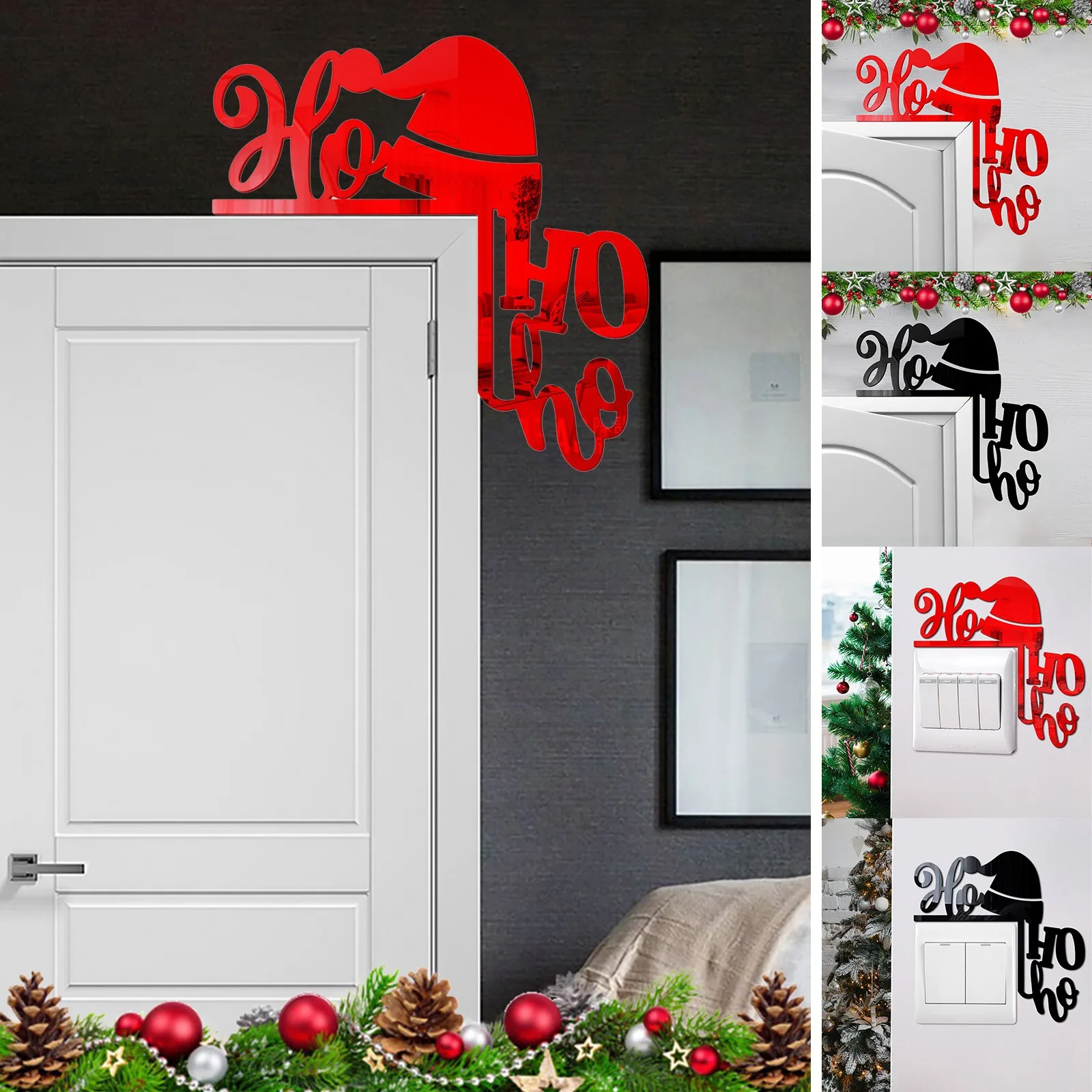 

Рождественская 3D наклейка в виде эльков, акриловая наклейка, домашние переключатели, декоративное украшение в виде розничного угла, Рождество, сделай сам, поставляется с