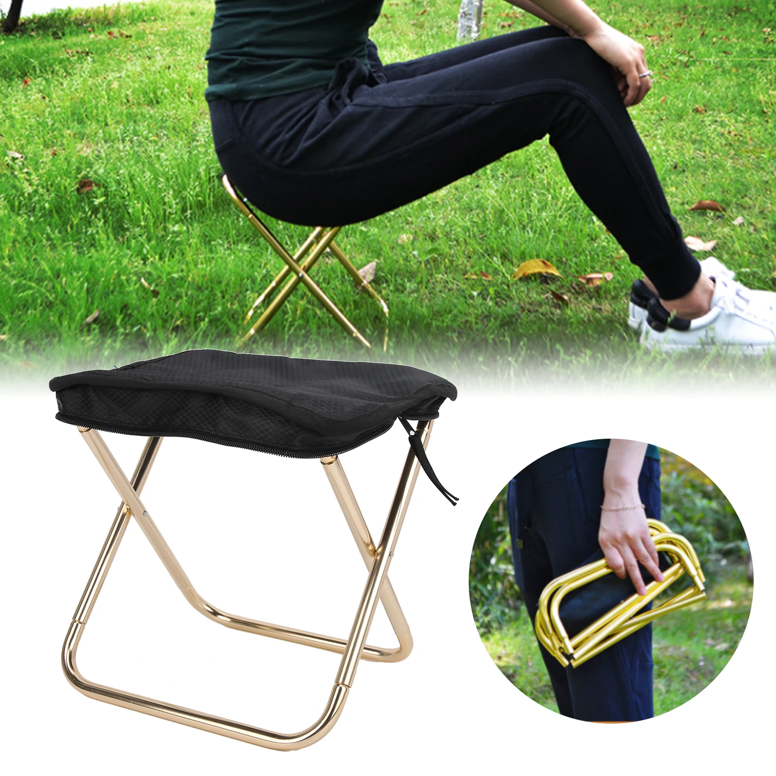 

Aluminum Alloy Folding Stool Outdoor Camping Hiking BBQ Portable Stool Fishing Chair Ultralight Furniture