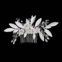 Silver Color Rhinestone Wedding Hair Comb Pearl Crystal Hair Accessories for Bride Ornament Prom Bridal Flower Headpiece Jewelry - Image 5