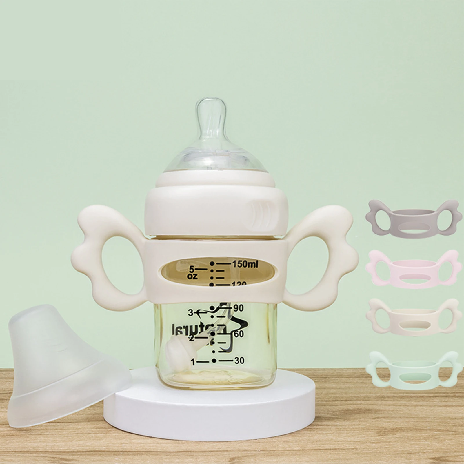 

Universal Baby Bottle Handle Safety Silicone Wide Mouth Grip Auxiliary Milk Feeding Bottle Cover Home Baby Feeding Accessories