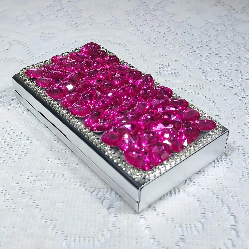 Elegant Rhinestone-Embellished Slim Cigarette Case