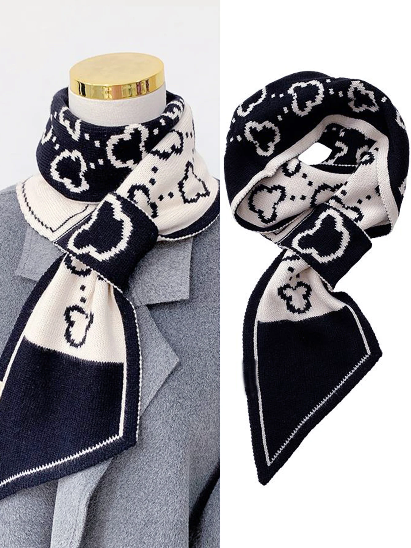 المرأة وشاح محبوك الخريف الشتاء سميكة الدافئة مزدوجة متماسكة وشاح فوري موضة منقوشة بزاوية الأوشحة في الهواء الطلق مثلث وشاح للرقبة