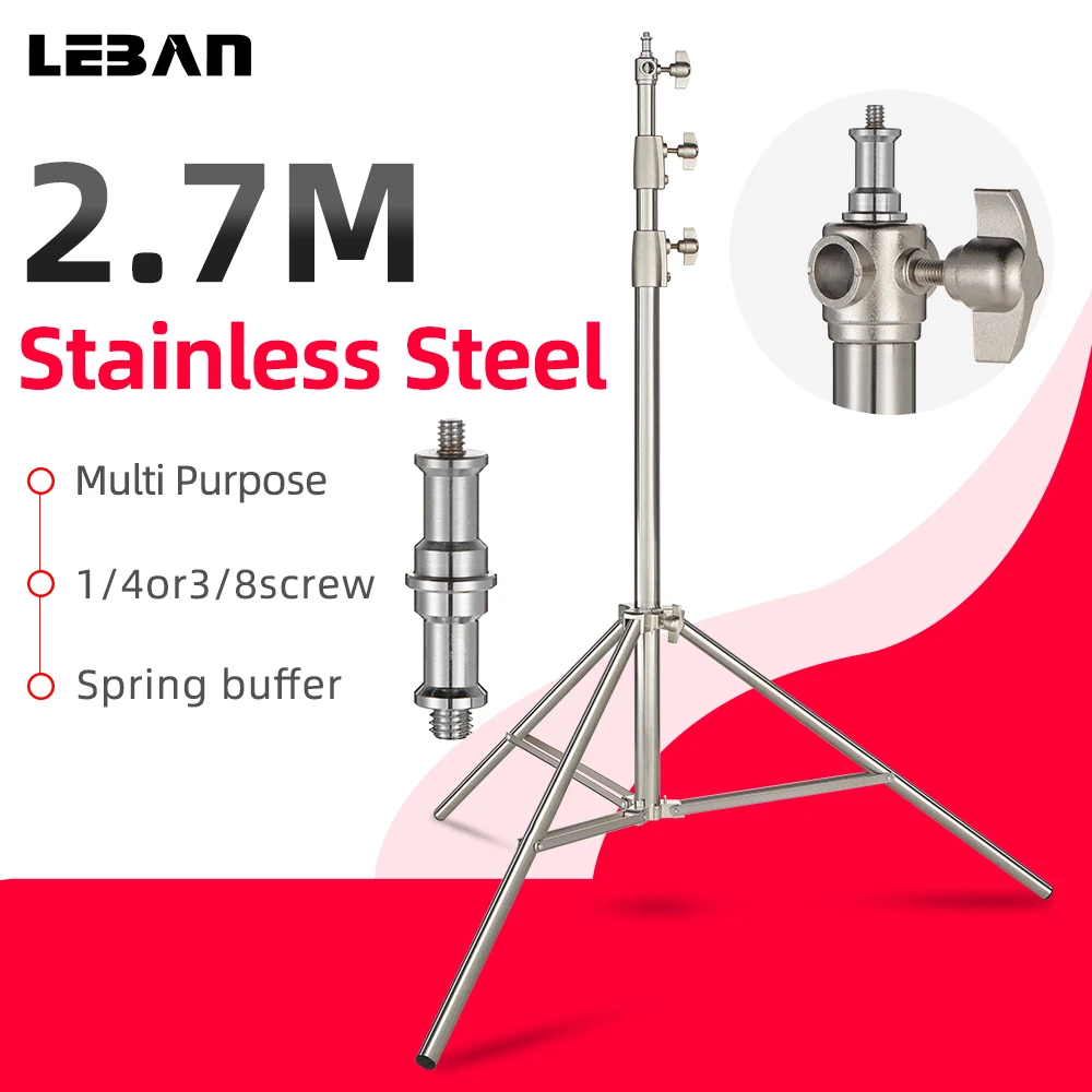 Stainless Steel 2.7M Heavy Duty Light Stand Tripod with for Photo Studio Softbox Video Flash Umbrellas Reflector Lighting