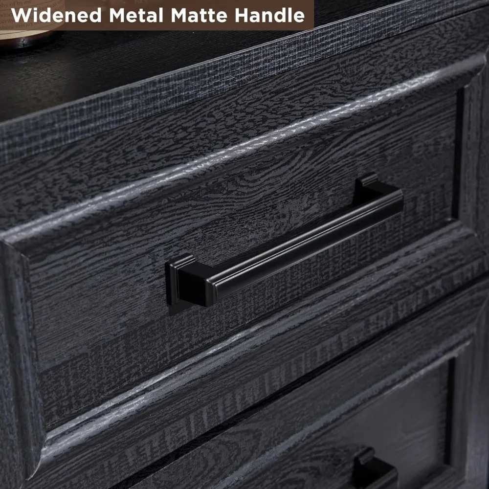 18" Farmhouse Nightstand with Charging Station, End Table with 2 Drawer Storage, Side Table, Bedside Cabinet for Bedroom or Livi 5