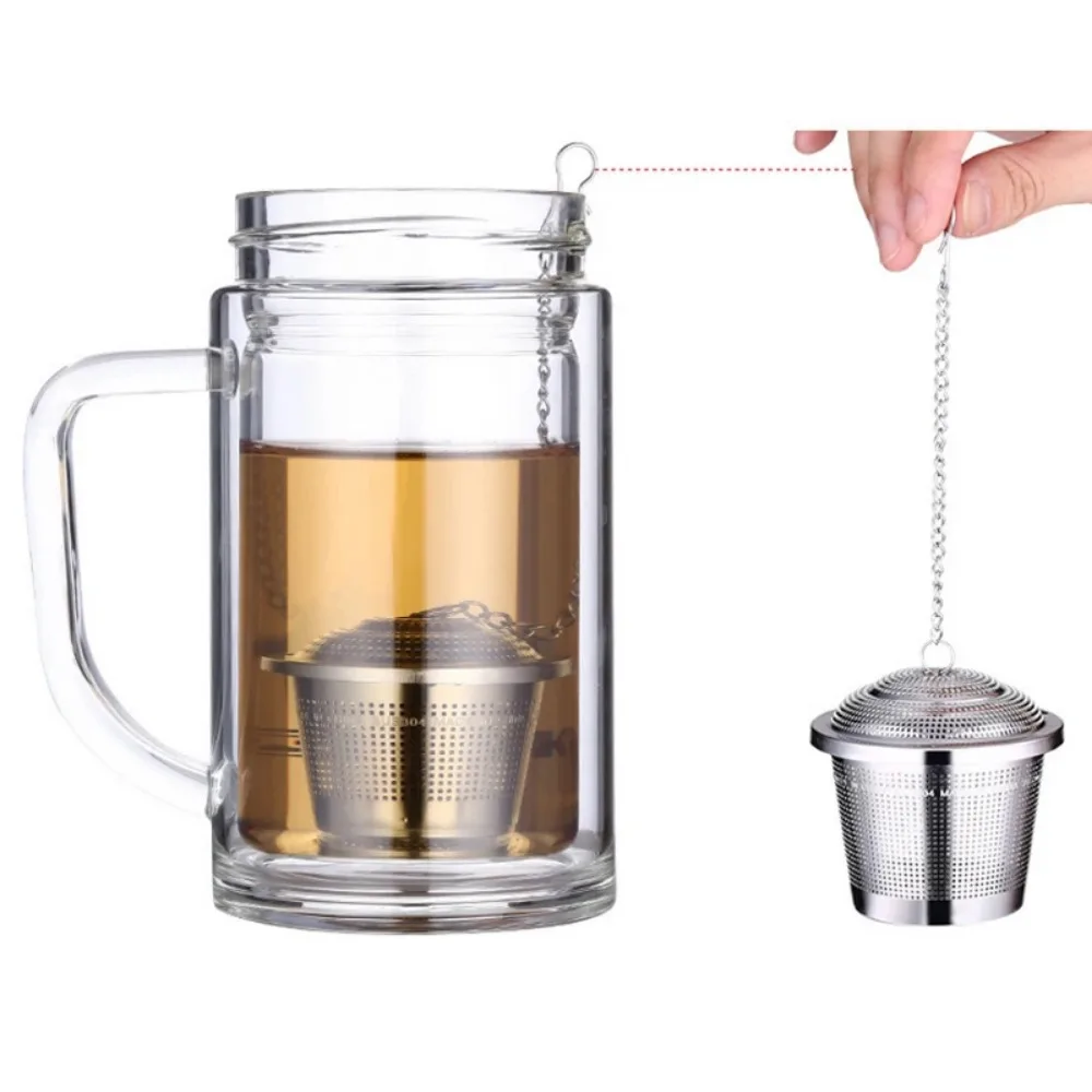304 Herbal Ball Tea Spice Strainer Durable Silver Reusable Stainless Mesh Teakettle Locking Tea Filter Infuser Spice Kitchen