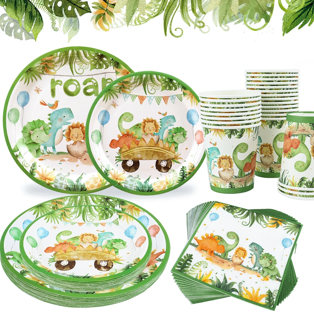 

Dinosaur Birthday Party Decorations Dinosaur Disposable Tableware Jungle Safari Birthday Supplies Kids Boy One Baby Shower Decor