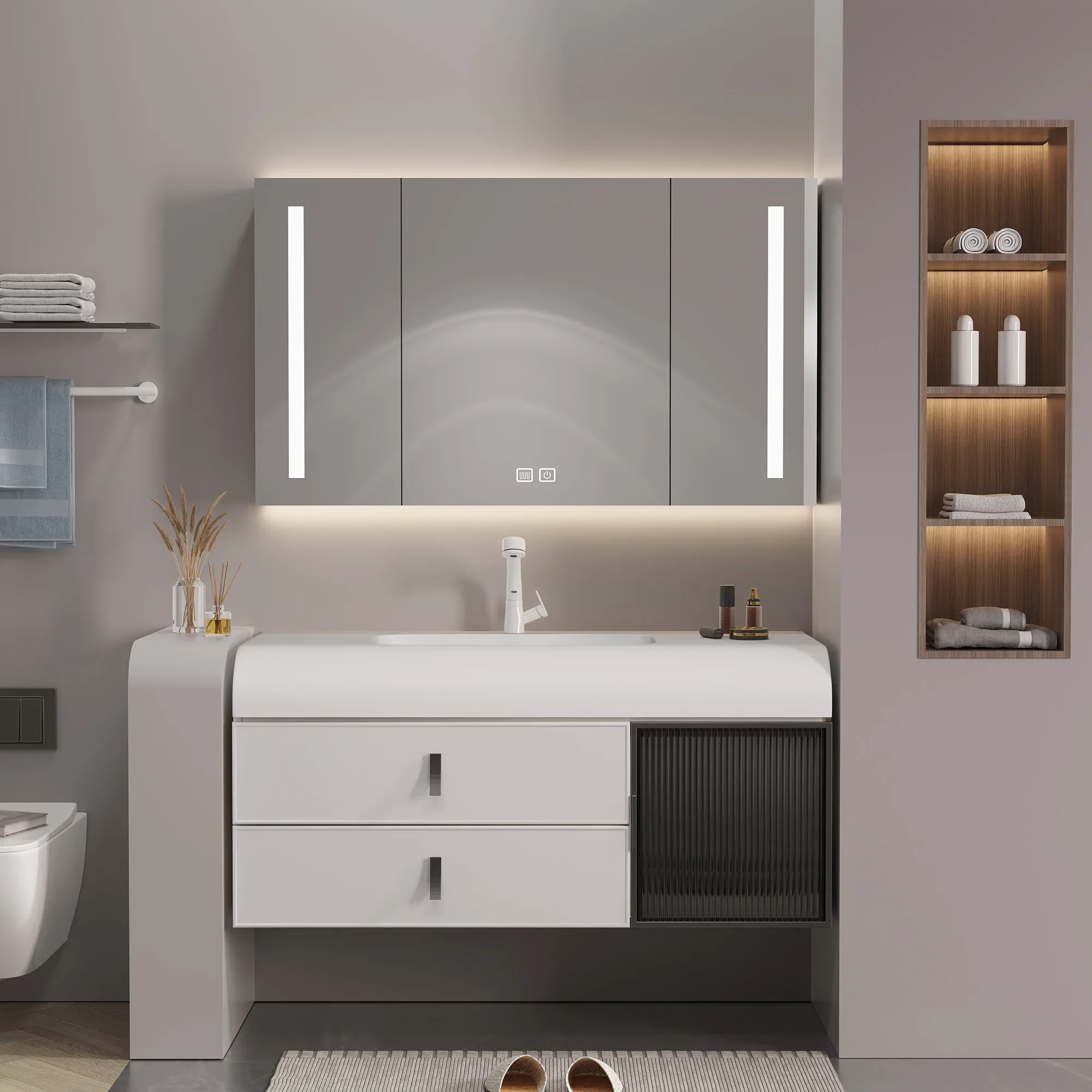 Whole Washbin Bathroom Cabinet Combination Modern Minimalist Oak Washstand Hand Washing Washbasin Bathroom Cabinet