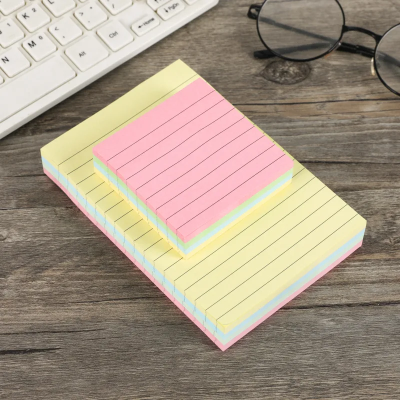 Notas post-it com linhas horizontais, adesivo forte, rasgável, criativo ...