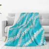 Puakenikeni Single Leis On Turquoise Blanket Flannel Breathable Throw Blankets Sofa For Home Bedroom Throws Bedspread Quilt 1