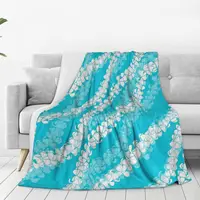 Puakenikeni Single Leis On Turquoise Blanket Flannel Breathable Throw Blankets Sofa For Home Bedroom Throws Bedspread Quilt 1