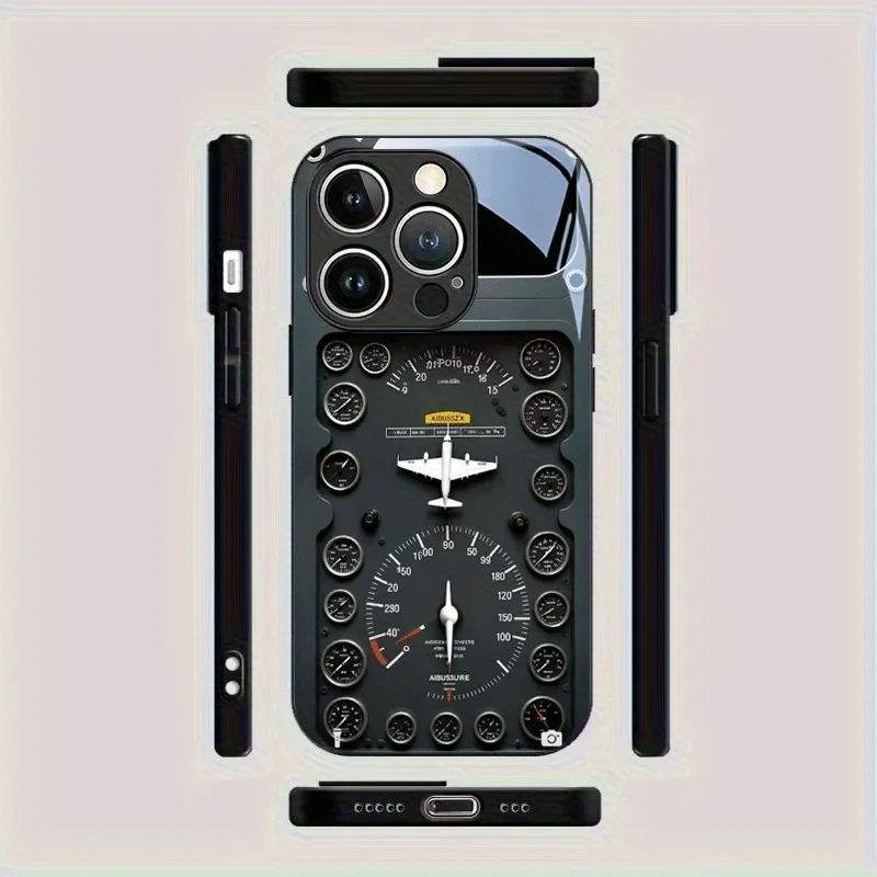 Vintage Aviation Element Glass Phone Case - Durable Silicone Design