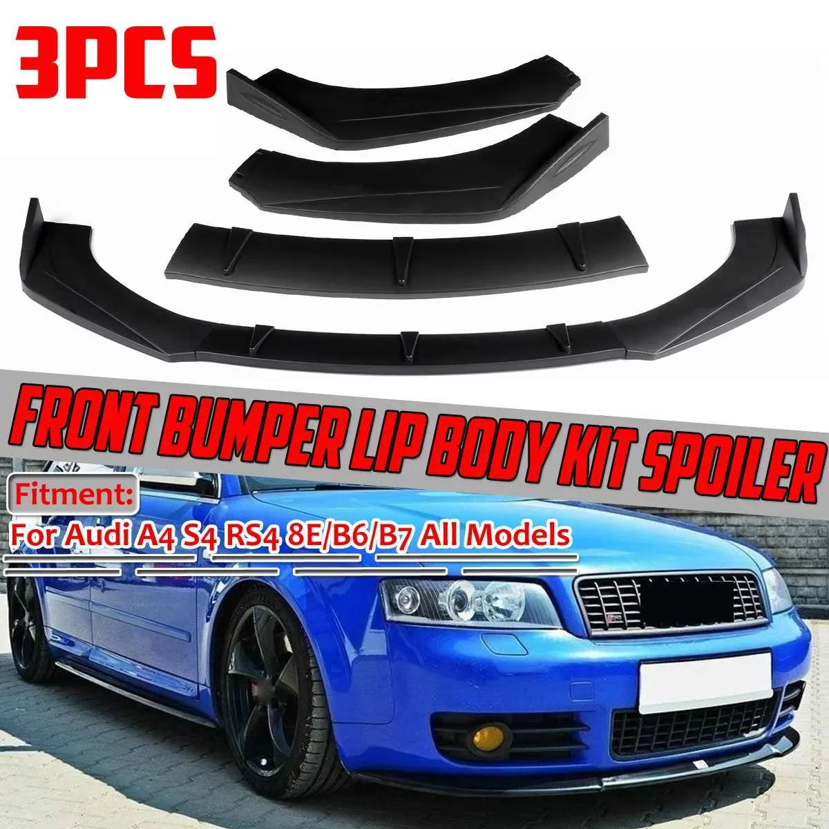 Universale Auto Paraurti Anteriore Splitter Labbro Diffusore Protezione Copertura Per Audi A4 S4 Rs4 8E B6 A3 A5 A6 A7 Q3 Q5 Rs5 Rs7 S3 Body Kit