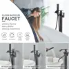 Floor Standing Faucet Bathtub Shower Floor Mounted Tub Filler Faucet Brass Bathroom Tub Faucets with Hand Shower 4
