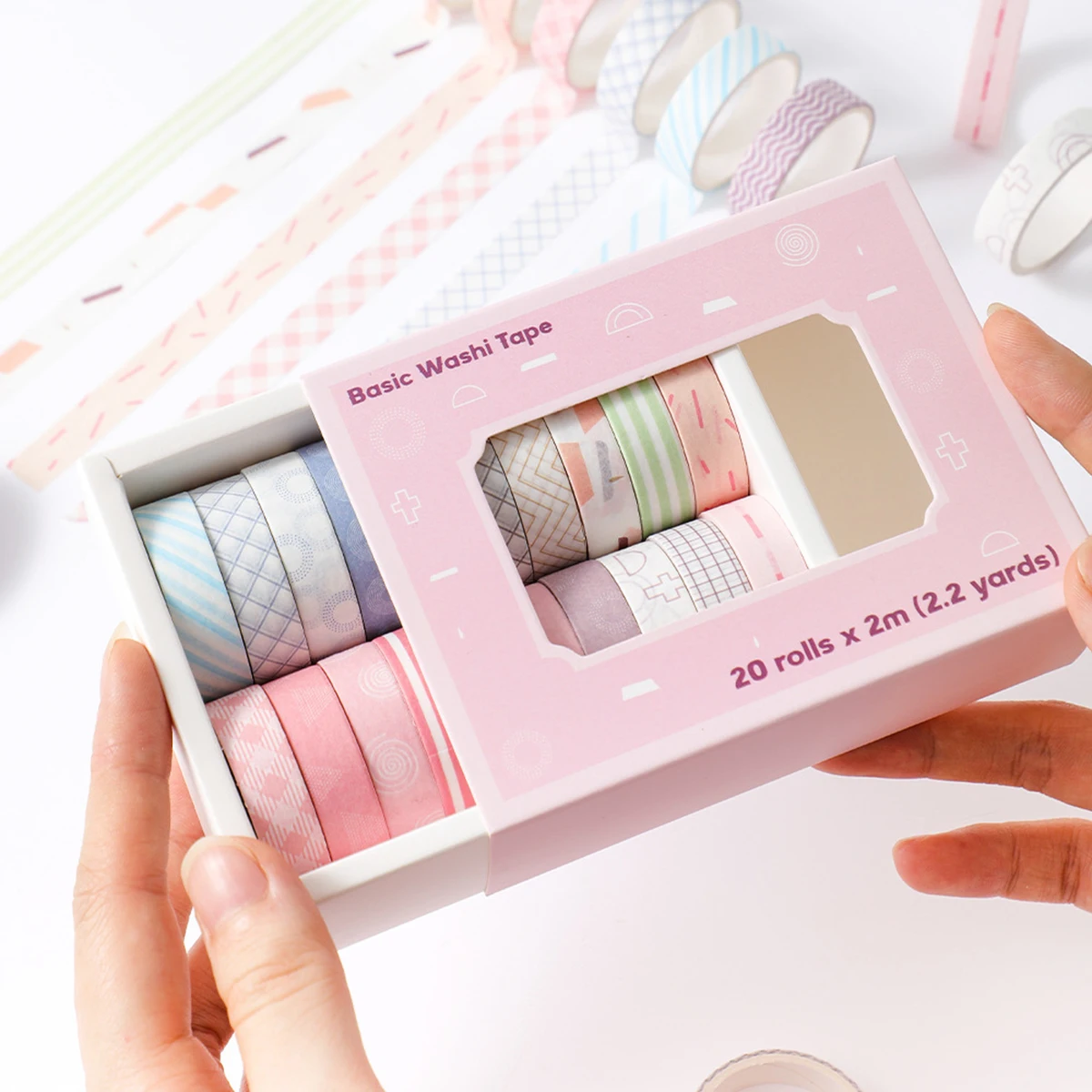 레인보우 와시 테이프 세트 20롤, 다채로운 장 마스킹 테이프(저널링, 스크랩북, DIY 공예, 선물 포장용)
