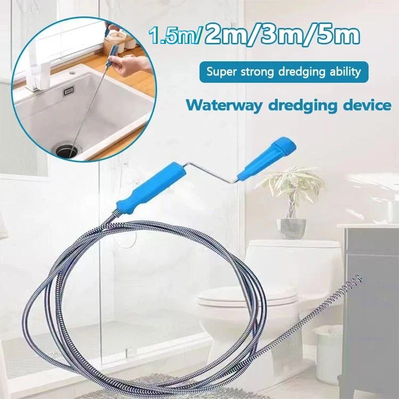Multifunctional Sewer Unclogger 1.5-5m Pipe Flexible Metal Spring Sink Dredge Auger Plumbing Toilet Floor Drain Unclogger Tool