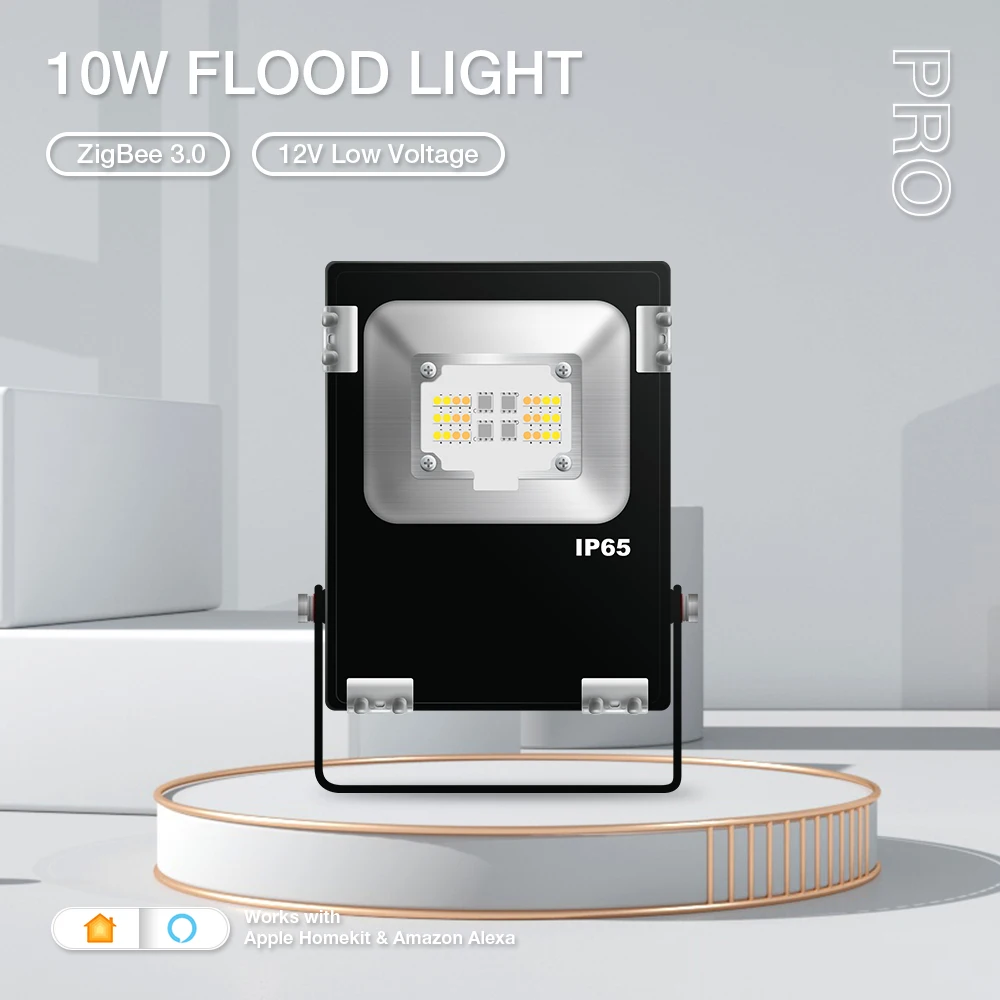 Gledopto Zigbee 3.0 Smart 12V Lampada Per Proiettore Da Esterno 10W Pro Compatibile Con L'App Tuya Alexa Echo Plus Telecomando Rf Vocale
