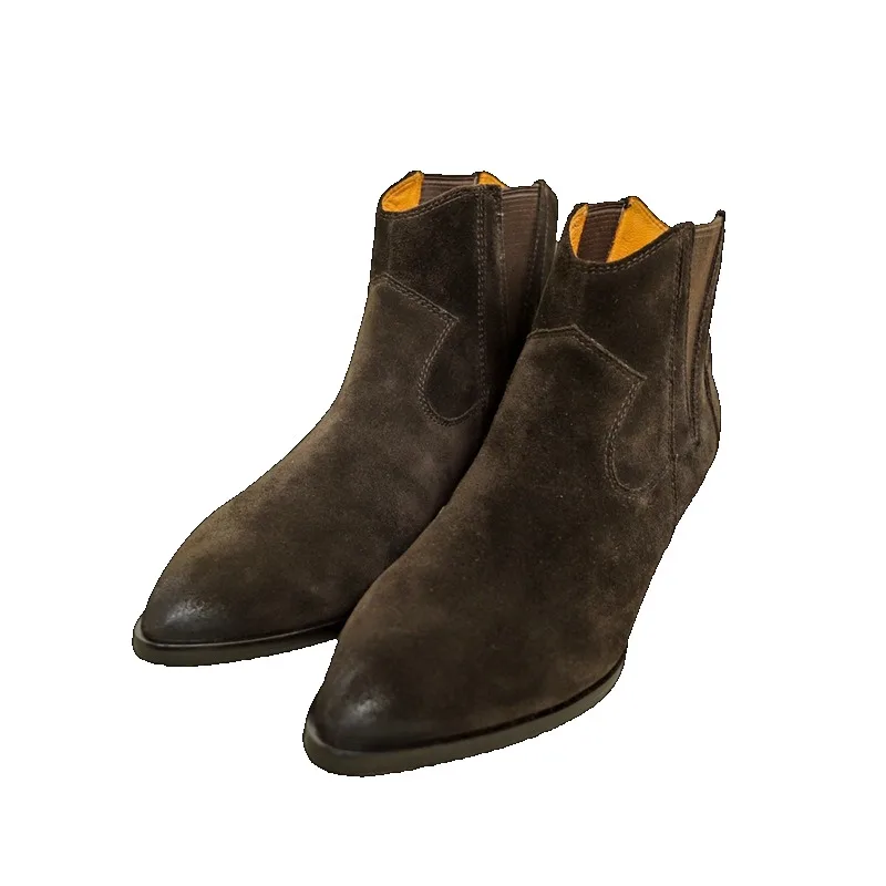 

VII 2024 женские ботинки зимняя женская обувь классические кожаные ботинки челси с острым носком на массивном каблуке модные ботинки Бесплатная доставка