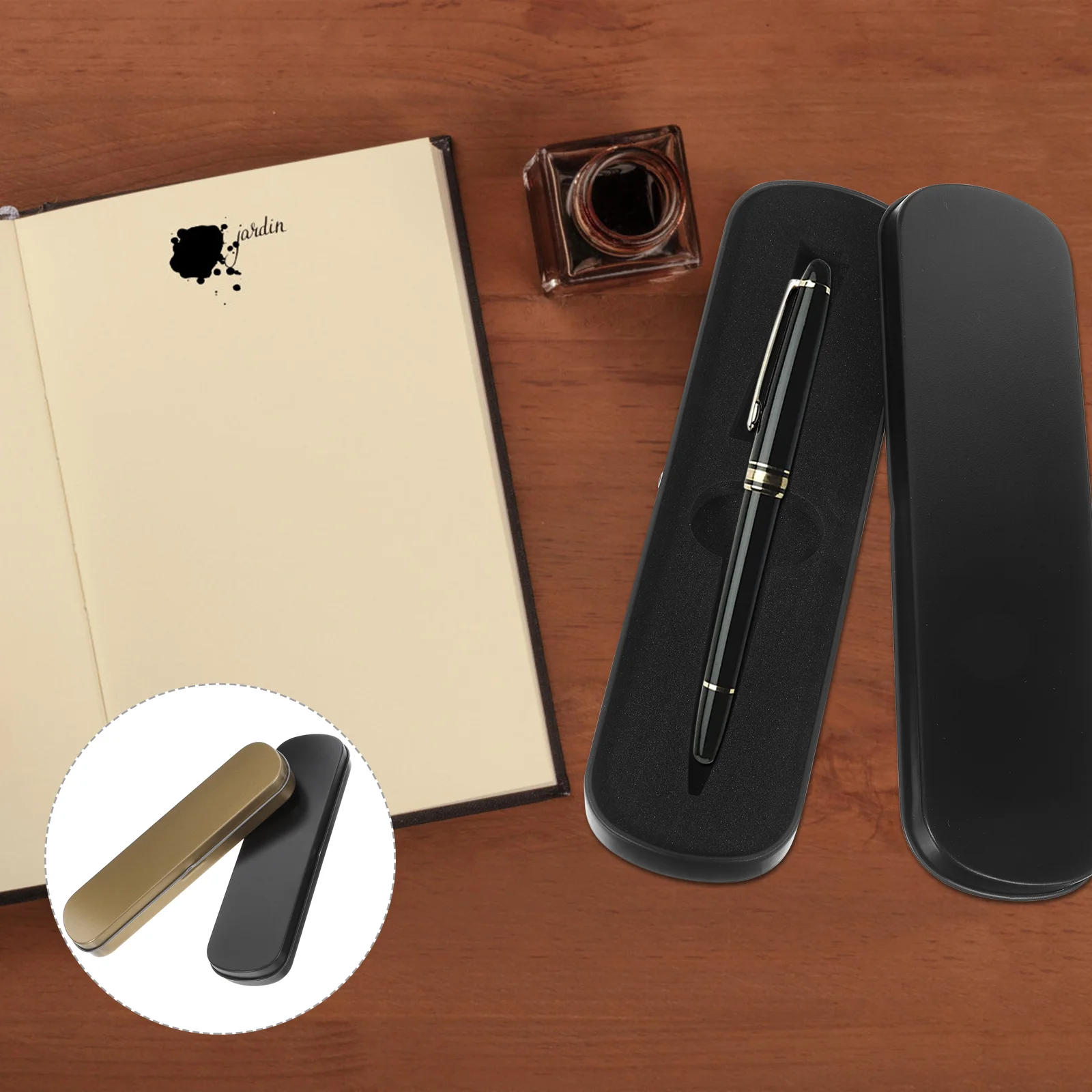 2 Pcs Metal Pencil Case Single Container Holders Flat Boxes for School Bulk Thin Penholder Small Large