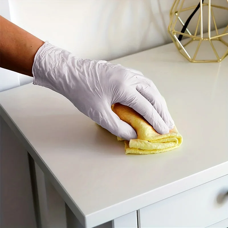 50PCS White Nitrile Gloves Disposable Household Cleaning Nitrile Gloves Suitable for Food Processing Beauty Hairdressing Tools 5