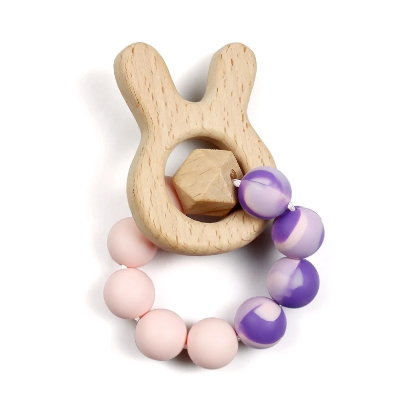 

Детские силиконовые бусины, прорезыватель, деревянное кольцо, браслет, жевательная игрушка для кормления зубов