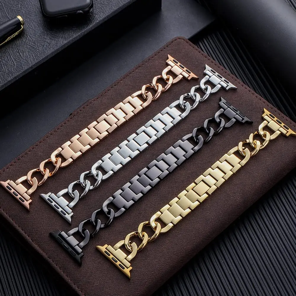 Sleek Metallic Chain Watch Strap