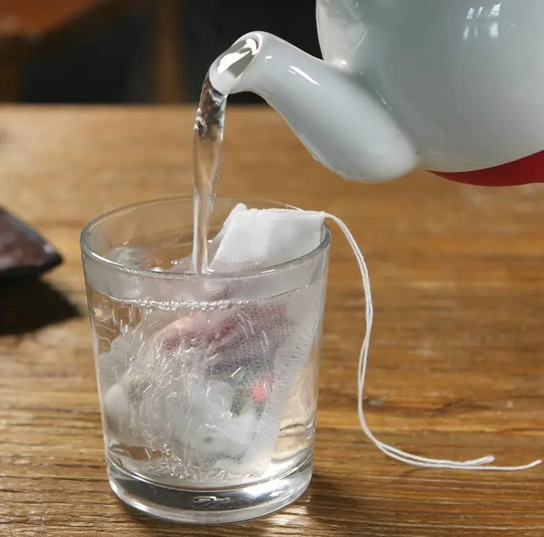 Description Picture 3 of item500/1000Pcs Disposable Tea Bags for Loose Tea Non-woven Fabric Paper Teabags Empty Tea Bags With String Heal Seal Filter Teaware