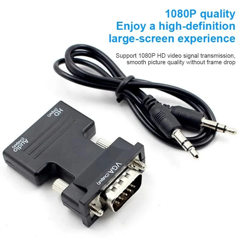 HDMI Compatible Female To VGA Male Converter Adapter 3.5mm Audio Cable for PS4 Monitor Projector PC Laptop 1080P HD To VGA
